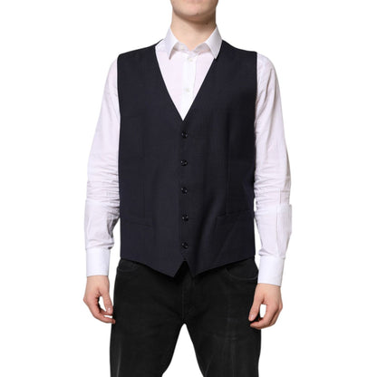 Dolce & Gabbana Black Wool Waistcoat Dress Formal Vest