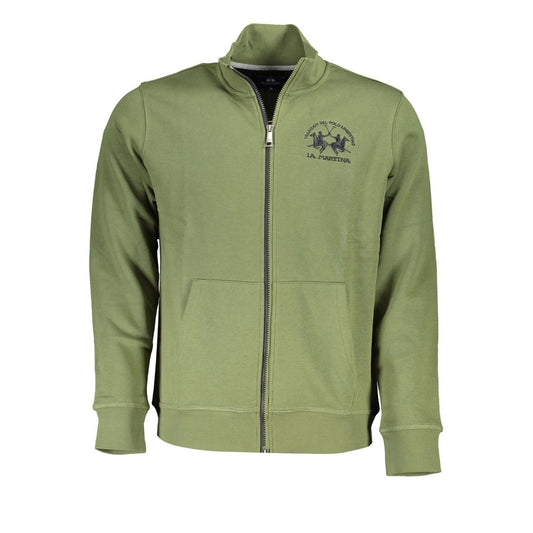 La Martina Classic Green Zippered Fleece Sweatshirt LA-23030-M