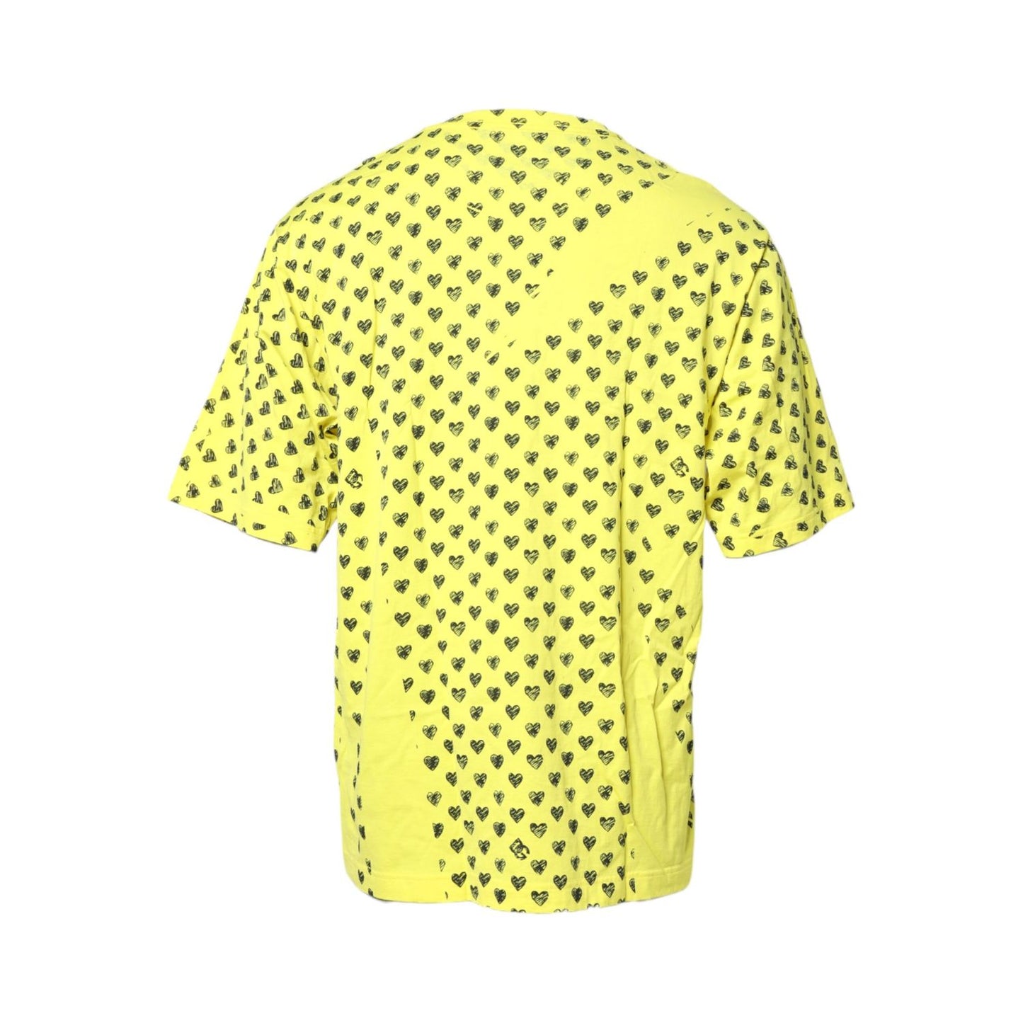Dolce & Gabbana Yellow Cotton DG Heart Print Crew Neck T-shirt