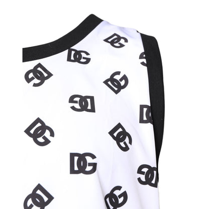 Dolce & Gabbana White Polyester Sleeveless DG Logo T-shirt