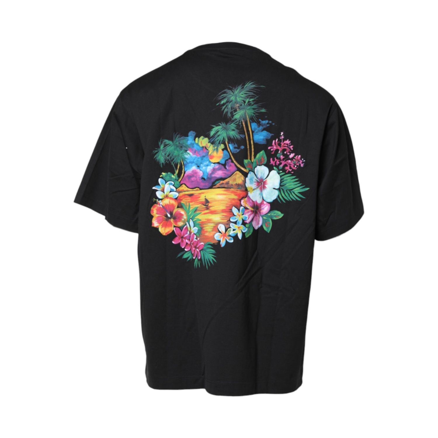 Dolce & Gabbana Black DG Floral Print Crew Neck T-shirt