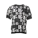 Dolce & Gabbana Black White Silk Knit DG Print T-shirt TSH90349-48