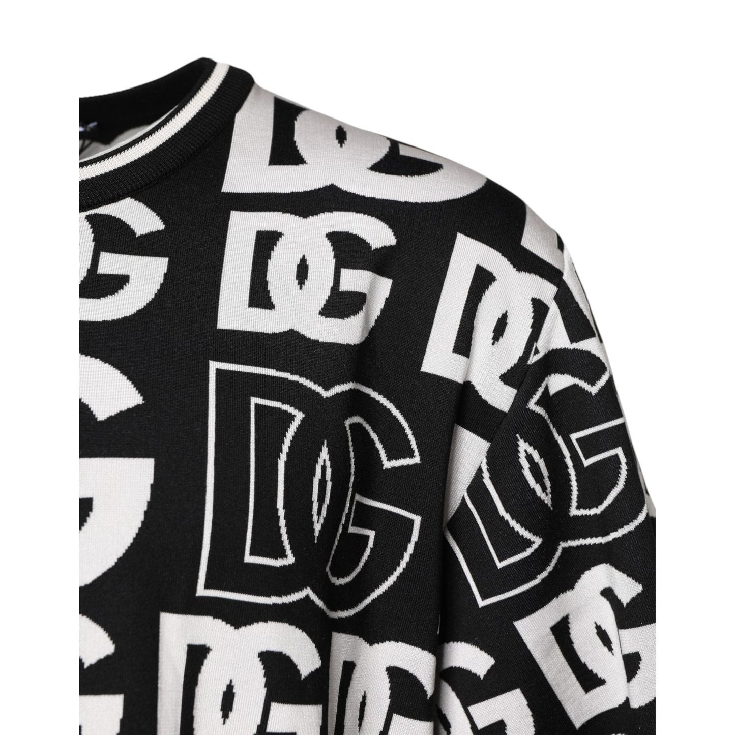 Dolce & Gabbana Black White Silk Knit DG Print T-shirt TSH90349-48