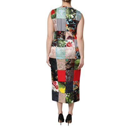 Dolce & Gabbana Multicolor Patchwork Sleeveless Sheath Dress
