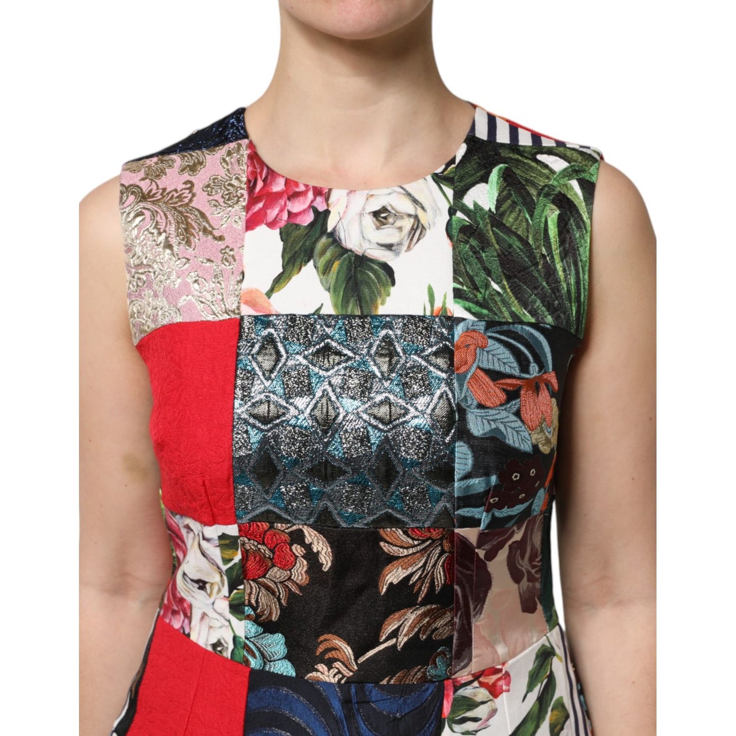 Dolce & Gabbana Multicolor Patchwork Sleeveless Sheath Dress