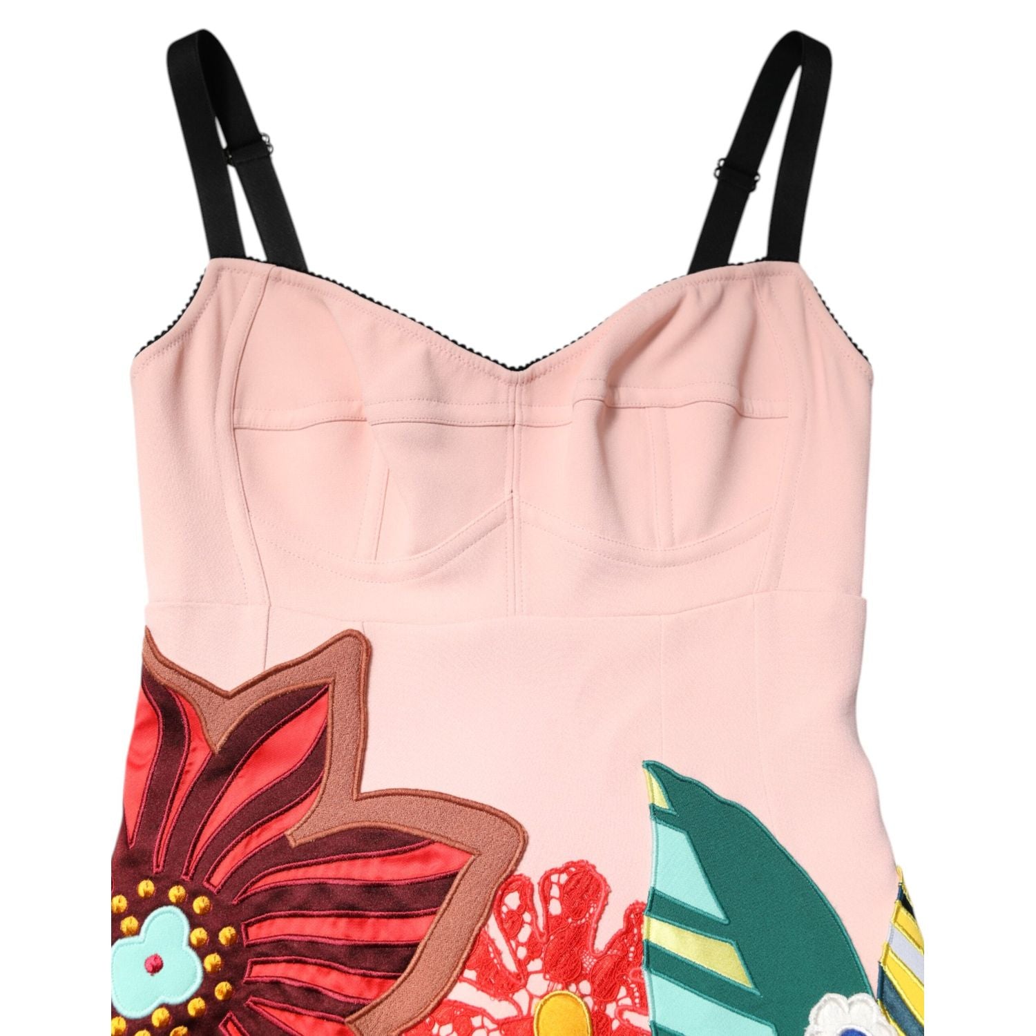 Dolce & Gabbana Pink Floral Print Spaghetti Strap Mini Dress