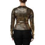 Dolce & Gabbana Gold Round Neck Long Sleeve Pullover Top THS90396-40