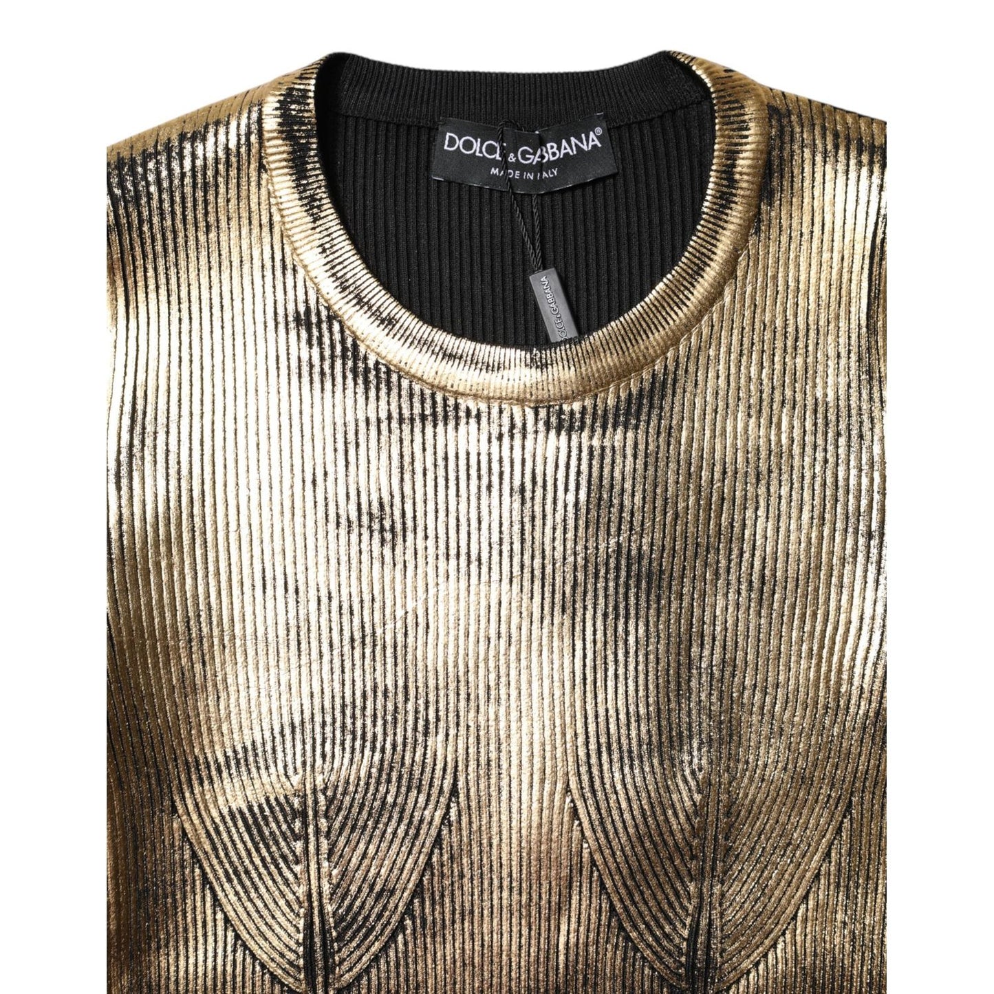 Dolce & Gabbana Gold Round Neck Long Sleeve Pullover Top THS90396-40