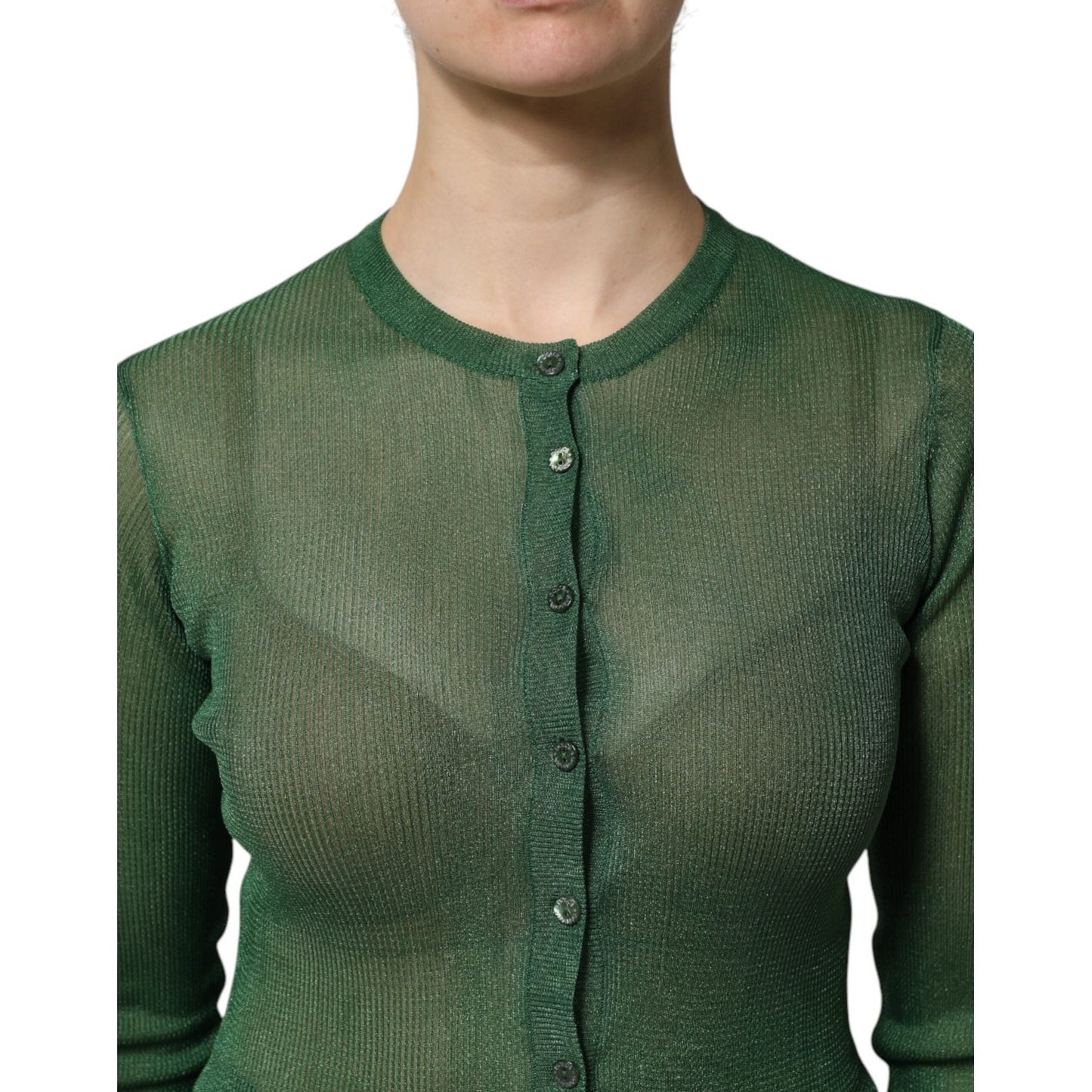 Dolce & Gabbana Green Polyester Long Sleeves Cardigan Sweater THS90399-40
