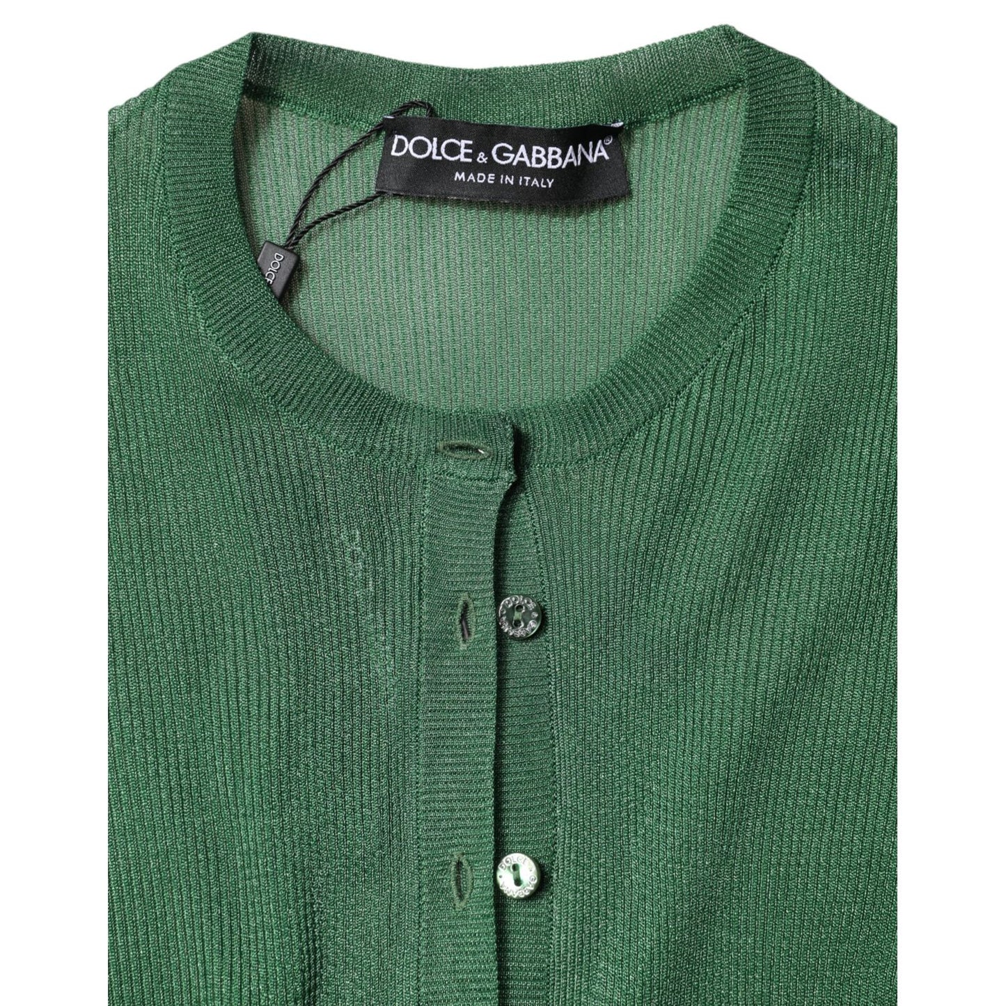 Dolce & Gabbana Green Polyester Long Sleeves Cardigan Sweater