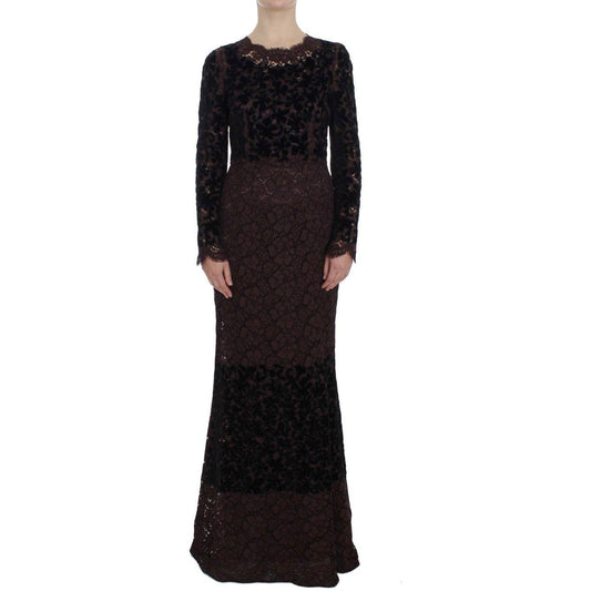 Dolce & Gabbana Purple Floral Lace Ricamo Maxi Dress NOC10092-2