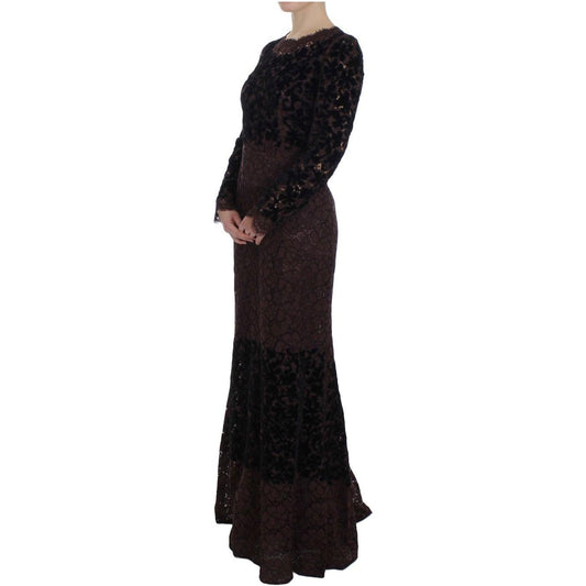 Dolce & Gabbana Purple Floral Lace Ricamo Maxi Dress NOC10092-2