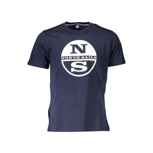 North Sails Blue Cotton Men T-Shirt with nautical print and logo.