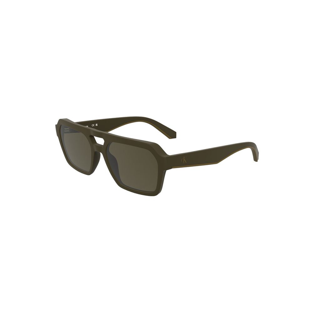 Calvin Klein Brown Bio-Based Fabric Men Sunglasses with eco-friendly frames and square lenses, perfect for a stylish, sustainable look.