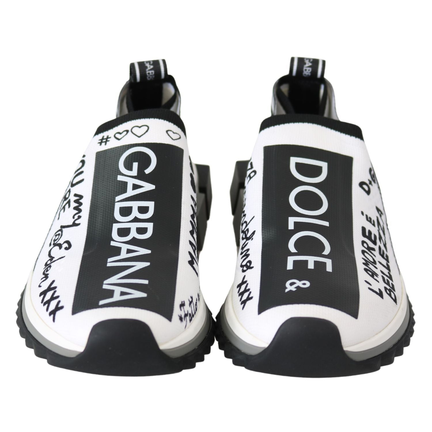 Dolce & Gabbana White Black Slip On Sorrento Sneakers