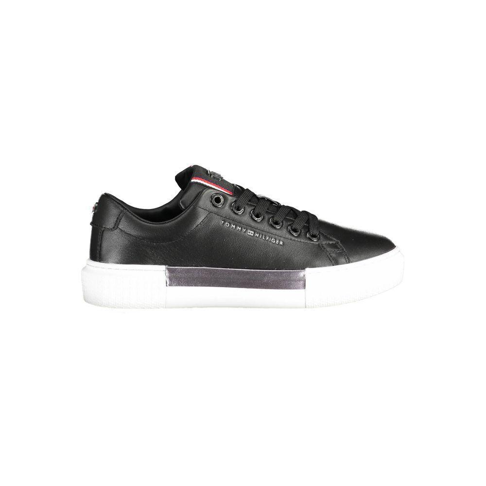 Tommy Hilfiger Black Leather Women Sneaker TO-37495-EU36/US6