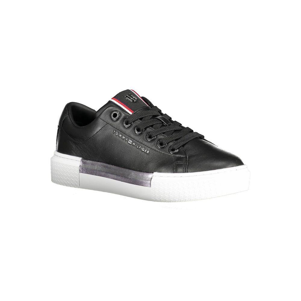 Tommy Hilfiger Black Leather Women Sneaker TO-37495-EU36/US6