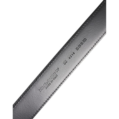 Dolce & Gabbana Black Classic Calf Leather Silver Buckle Belt