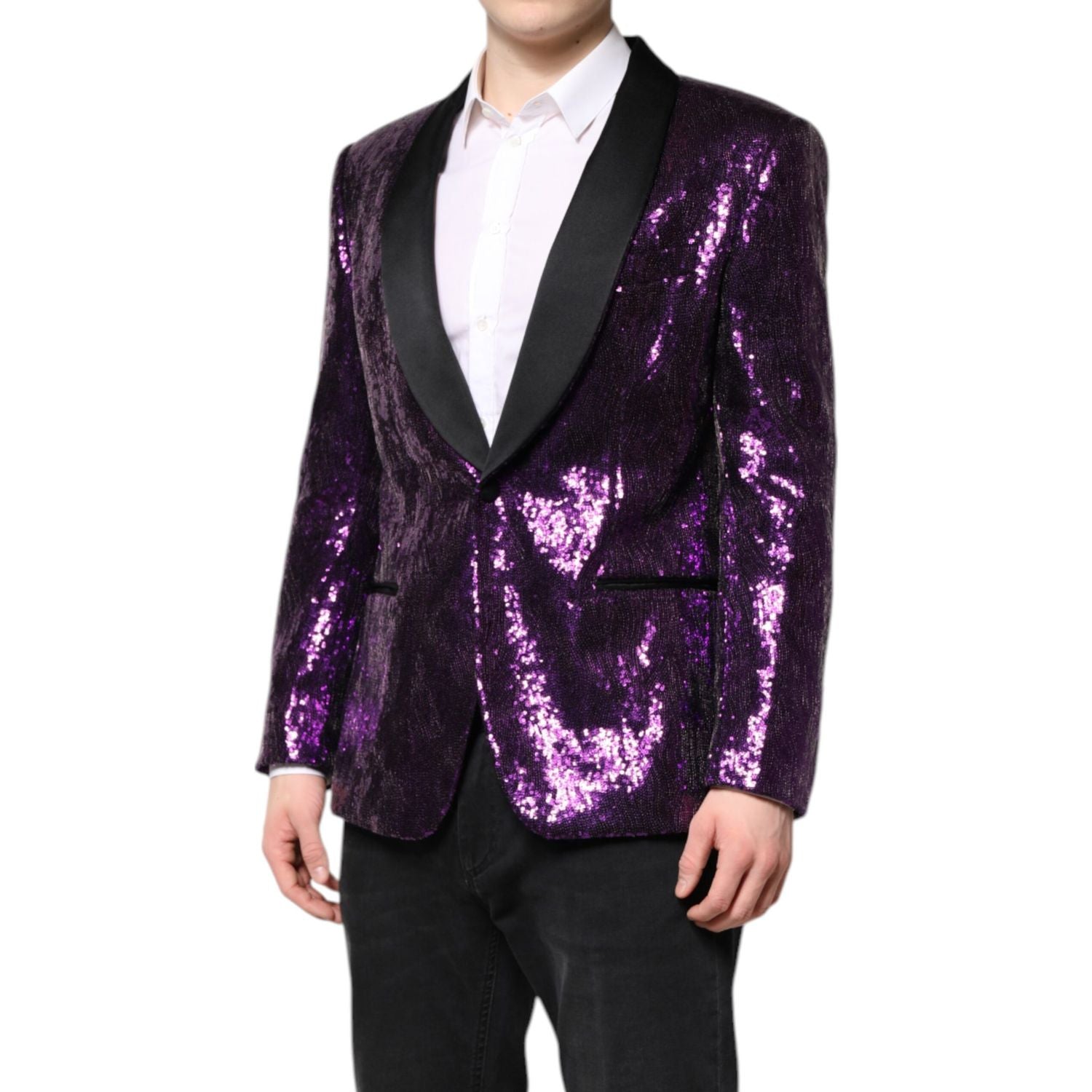 Dolce & Gabbana Purple SICILIA Sequin Embellish Coat Jacket