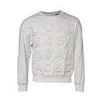 Dolce & Gabbana White Embossed Logo Cotton Crew Neck Sweater