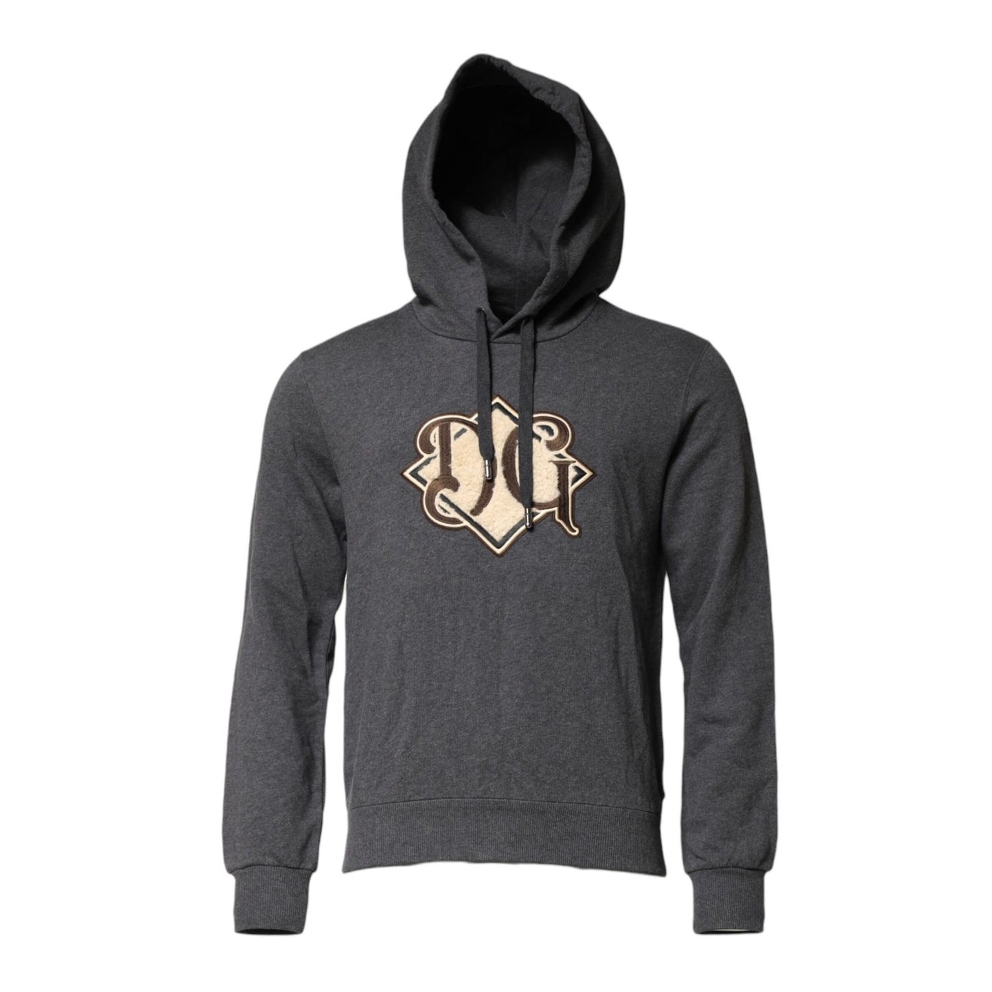 Dolce & Gabbana Gray Logo Patch Hooded Sweatshirt Sweater