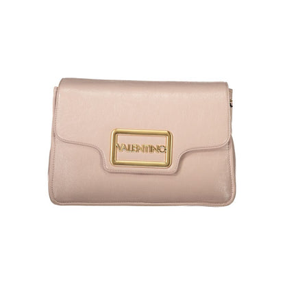 Mario Valentino Pink Polyethylene Women Handbag with gold logo, elegant design, and versatile straps for stylish carrying.