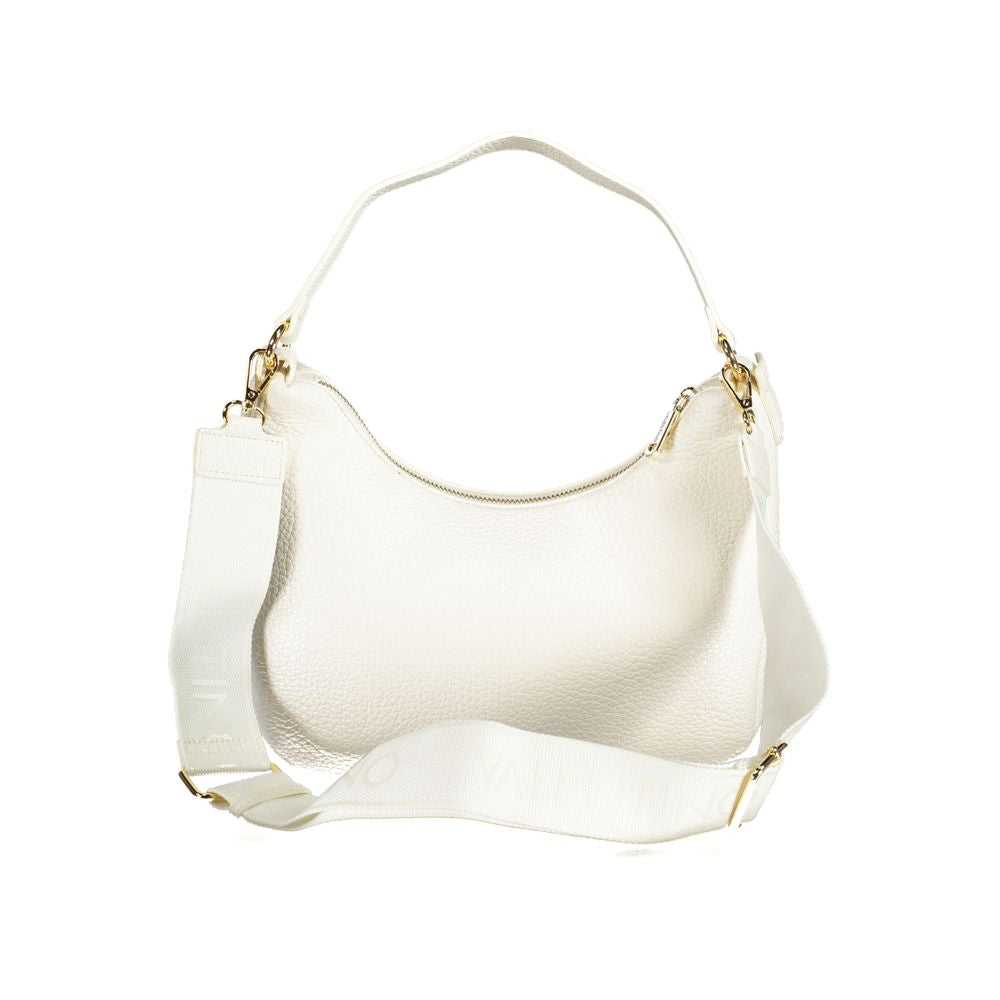 Mario Valentino White Polyethylene Women Handbag with adjustable strap and zip closure, emphasizing eco-chic and elegant design.