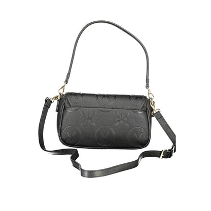 Mario Valentino Black Polyethylene Women Handbag with adjustable straps, sleek design, and embossed logo accents.