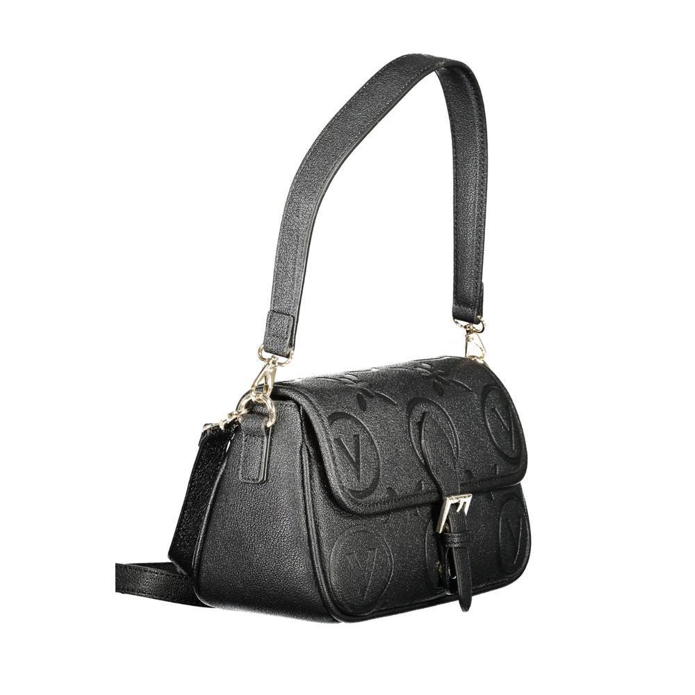 Mario Valentino Black Polyethylene Women Handbag with adjustable straps, featuring durable design and internal pockets for versatility.