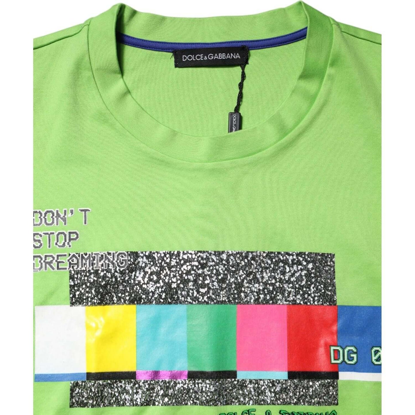 Dolce & Gabbana Green Graphic Printed Round Neck T-shirt TSH90626-48