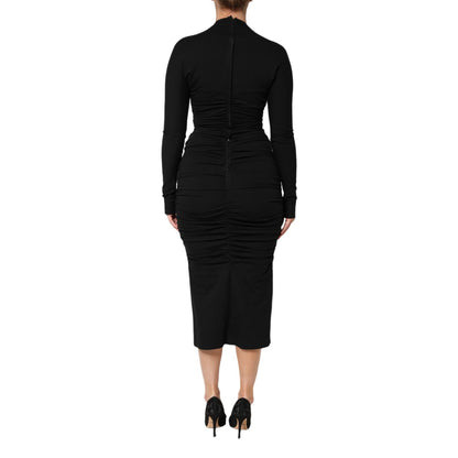 Dolce & Gabbana Black Long Sleeves Sheath Midi Dress