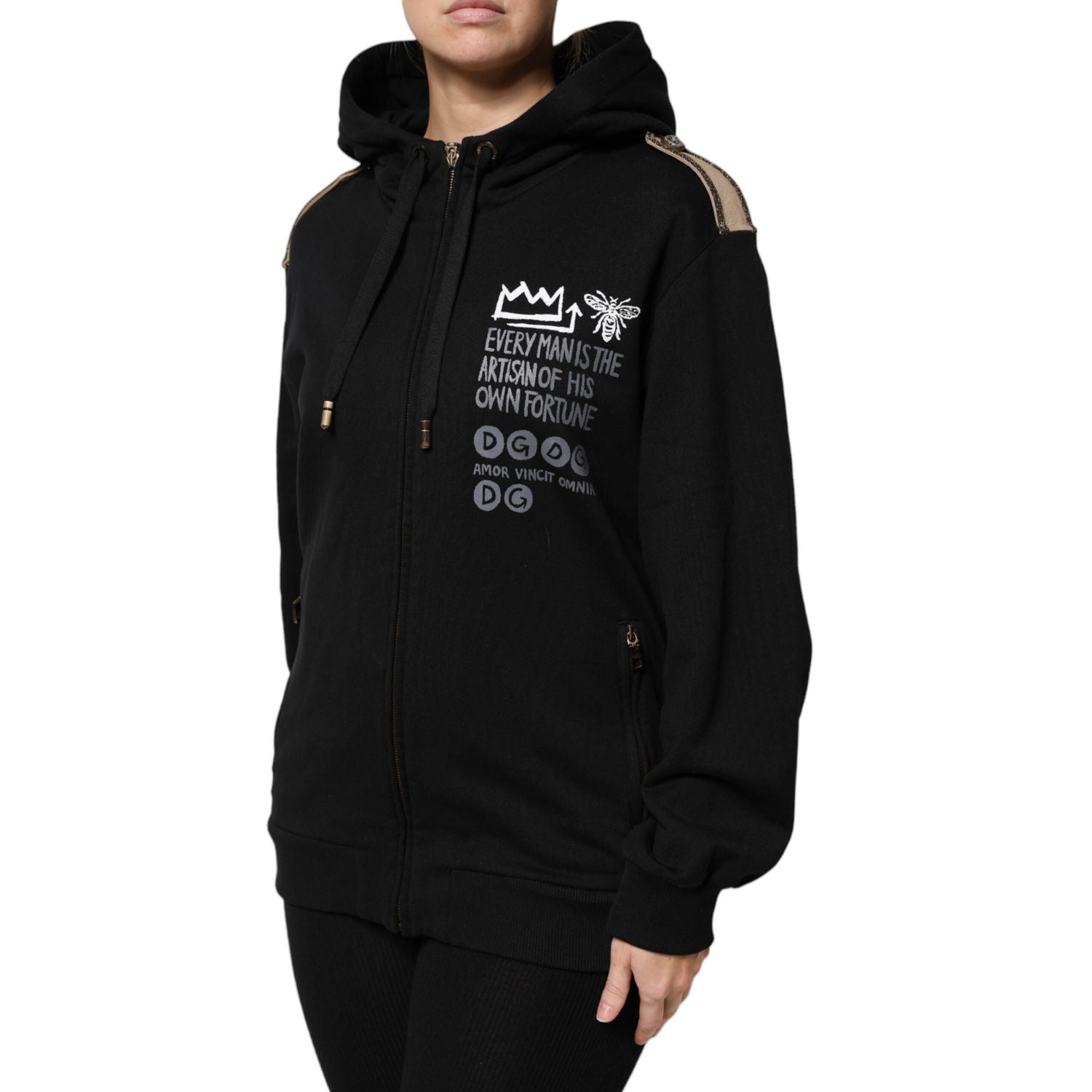 Dolce & Gabbana Black Logo Hooded Full Zip Sweatshirt Jacket