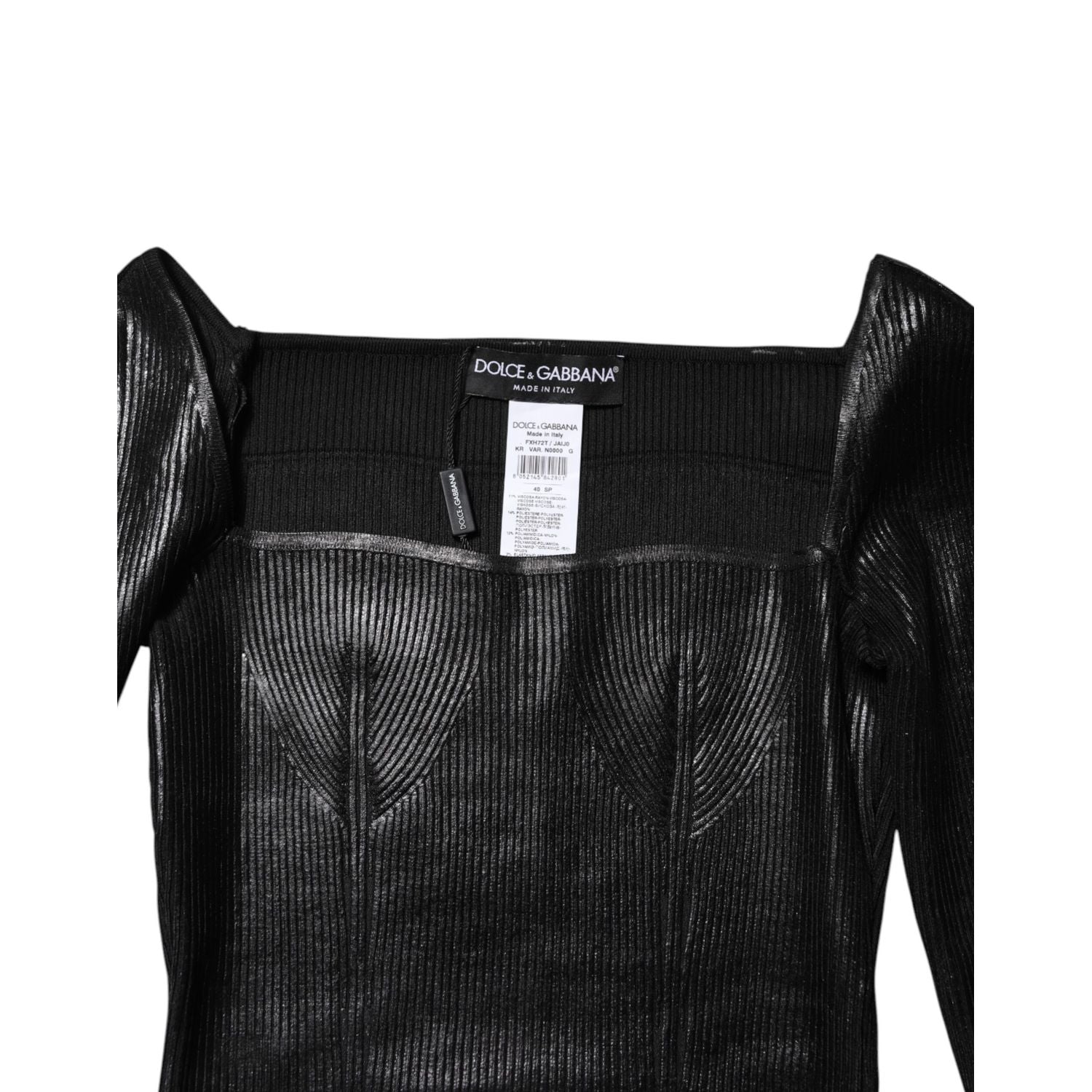 Dolce & Gabbana Black Viscose Long Sleeves Fitted Blouse Top