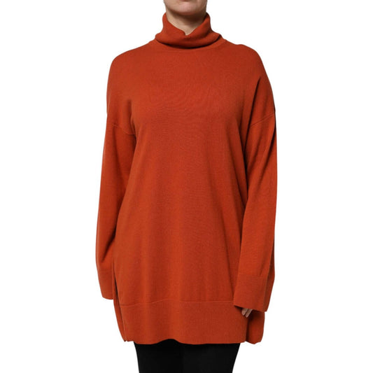 Alpha Studio Dark Orange Long Sleeves Turtleneck Sweater TSH87628-46