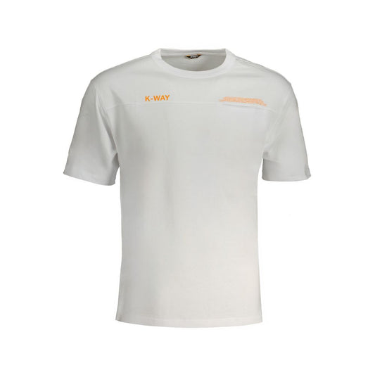 K-WAY White Cotton T-Shirt, short sleeve, crew neck, 1 pocket, printed logo, minimalist design.