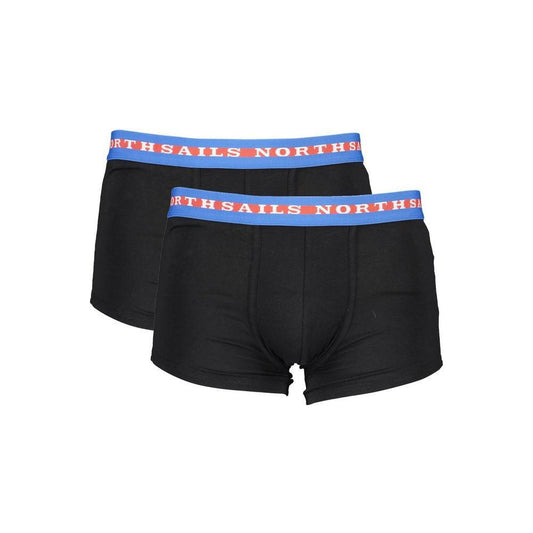 North Sails Black Cotton Men Boxer Pair NO-37125-S