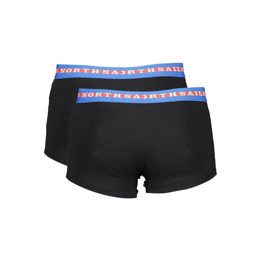 North Sails Black Cotton Men Boxer Pair NO-37125-S