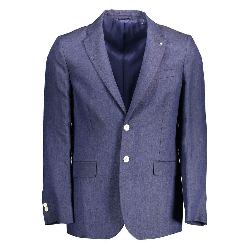 Gant Blue Linen Men Jacket GA-37677-IT48 | M