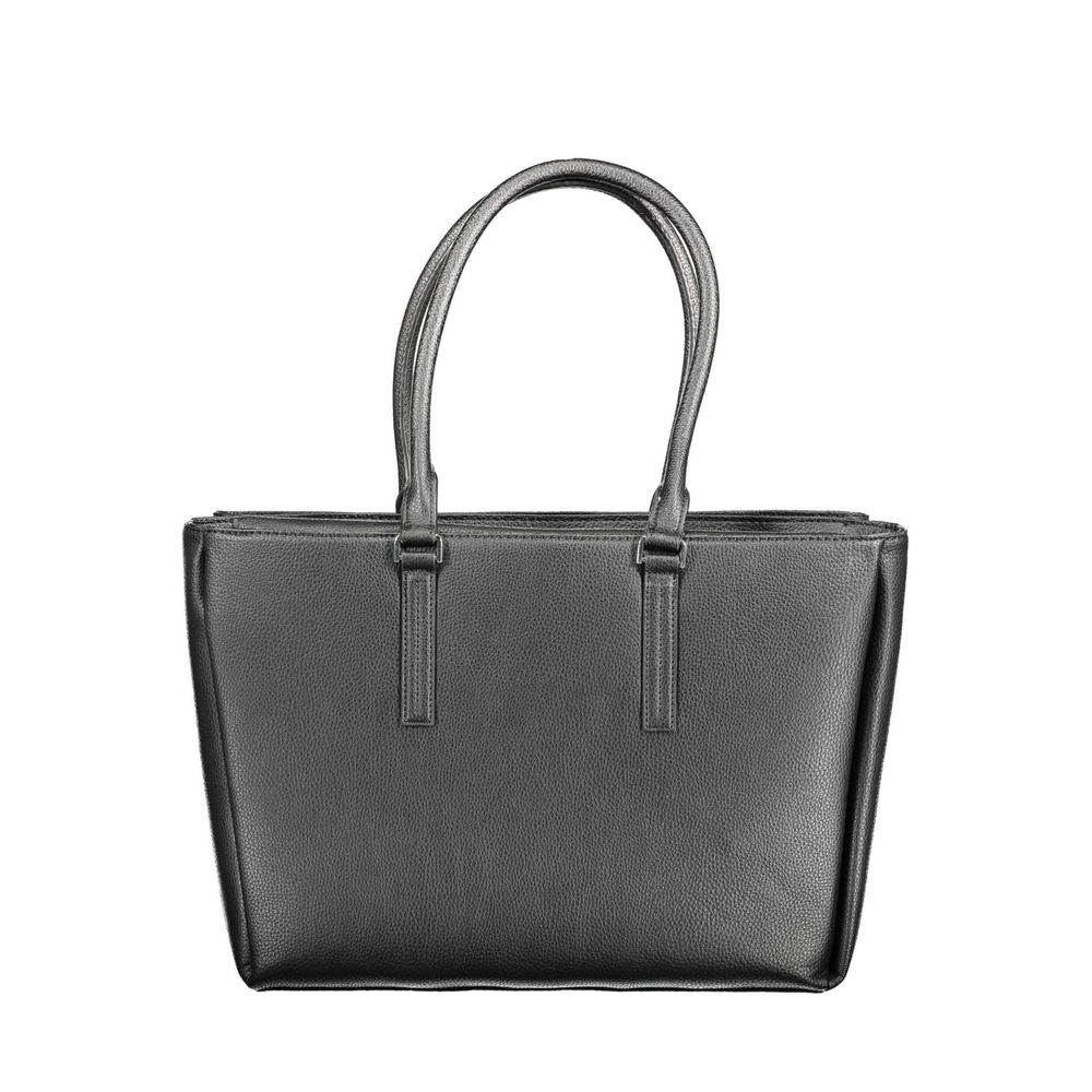 Calvin Klein Black Polyethylene Women Handbag with 2 handles, sleek design, and iconic logo closures for modern trendsetters.