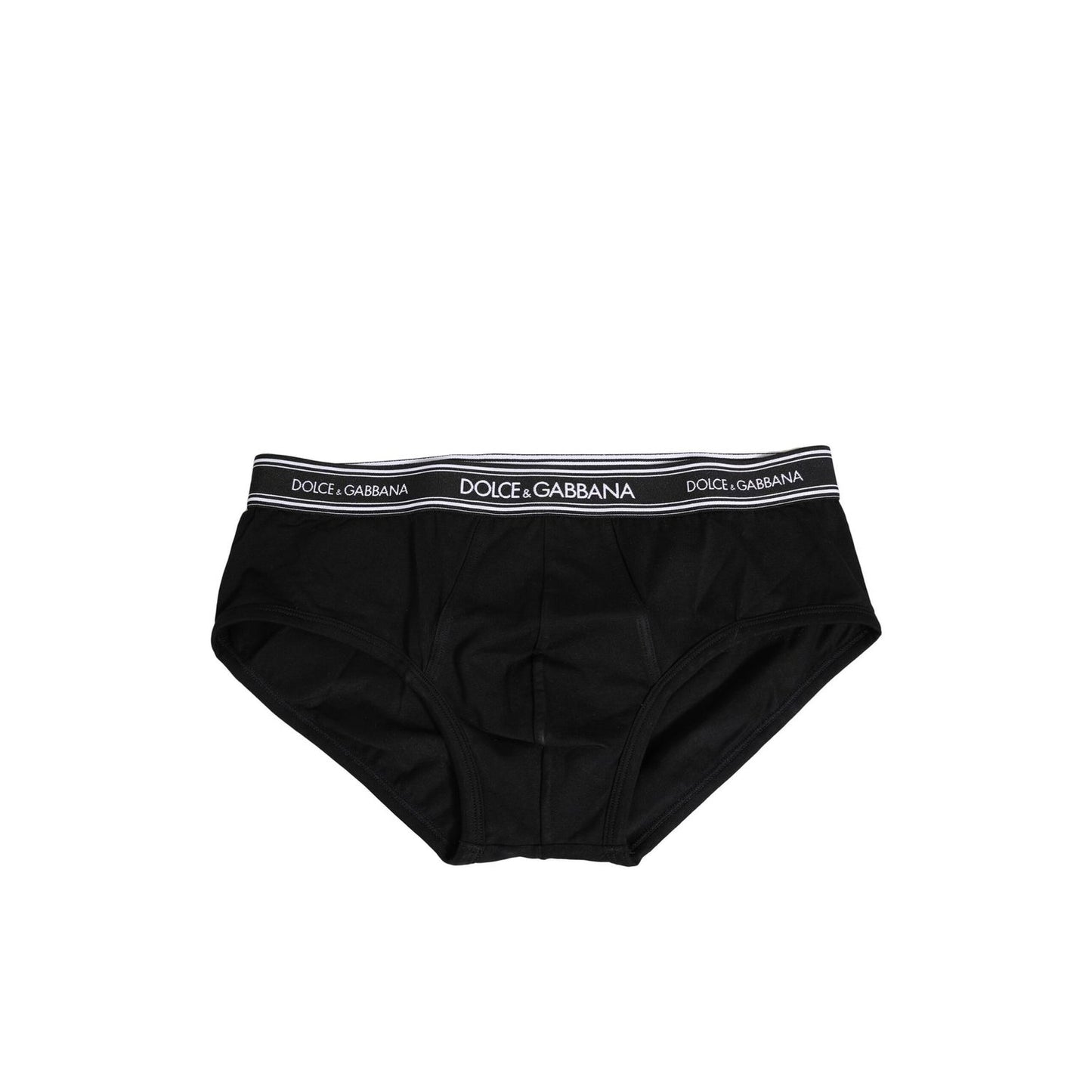 Dolce & Gabbana Black Cotton Stretch Logo Print Brief Underwear