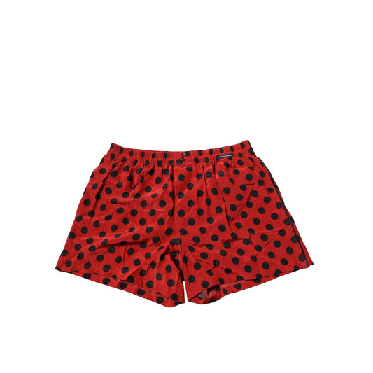 Dolce & Gabbana Red Silk Polka Dot Boxer Shorts Underwear BIK1296-3