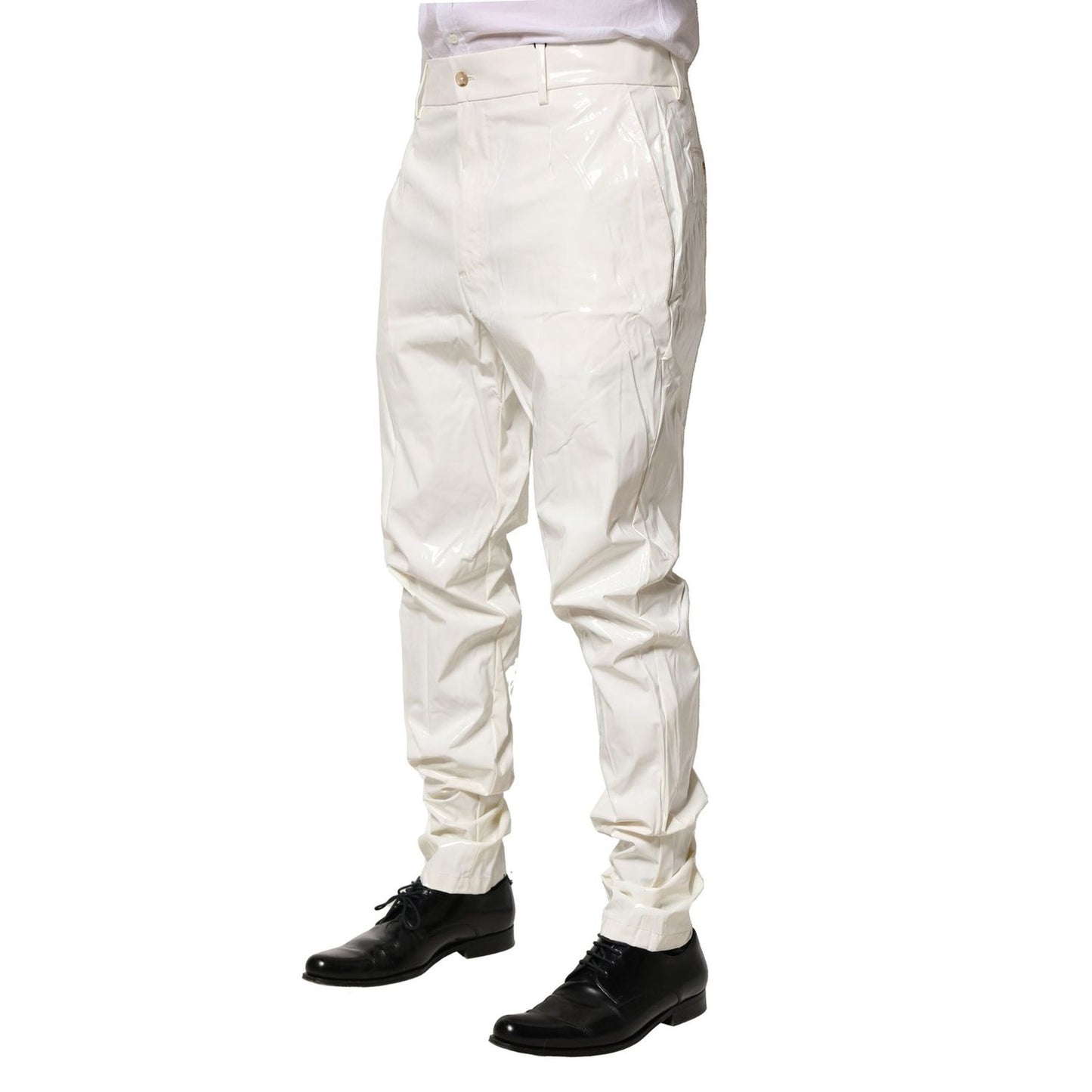 Dolce & Gabbana White Nylon Tapered Dress Men Pants PAN76447-46