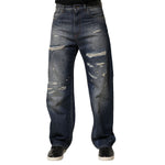 Dolce & Gabbana Blue Washed Tattered Cotton Men Jeans PAN76448-44
