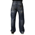 Dolce & Gabbana Blue Washed Tattered Cotton Men Jeans PAN76448-44