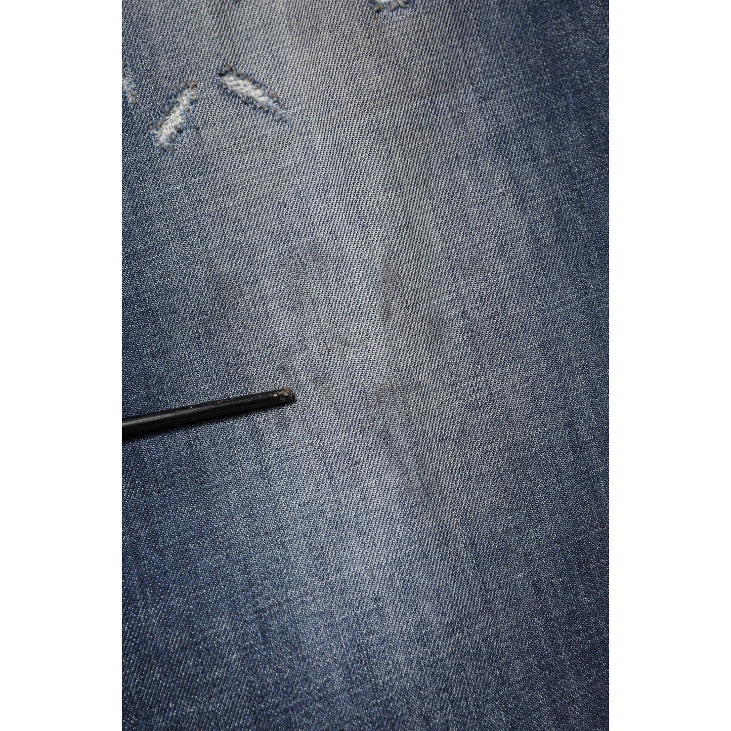Dolce & Gabbana Blue Washed Tattered Cotton Men Jeans PAN76448-44