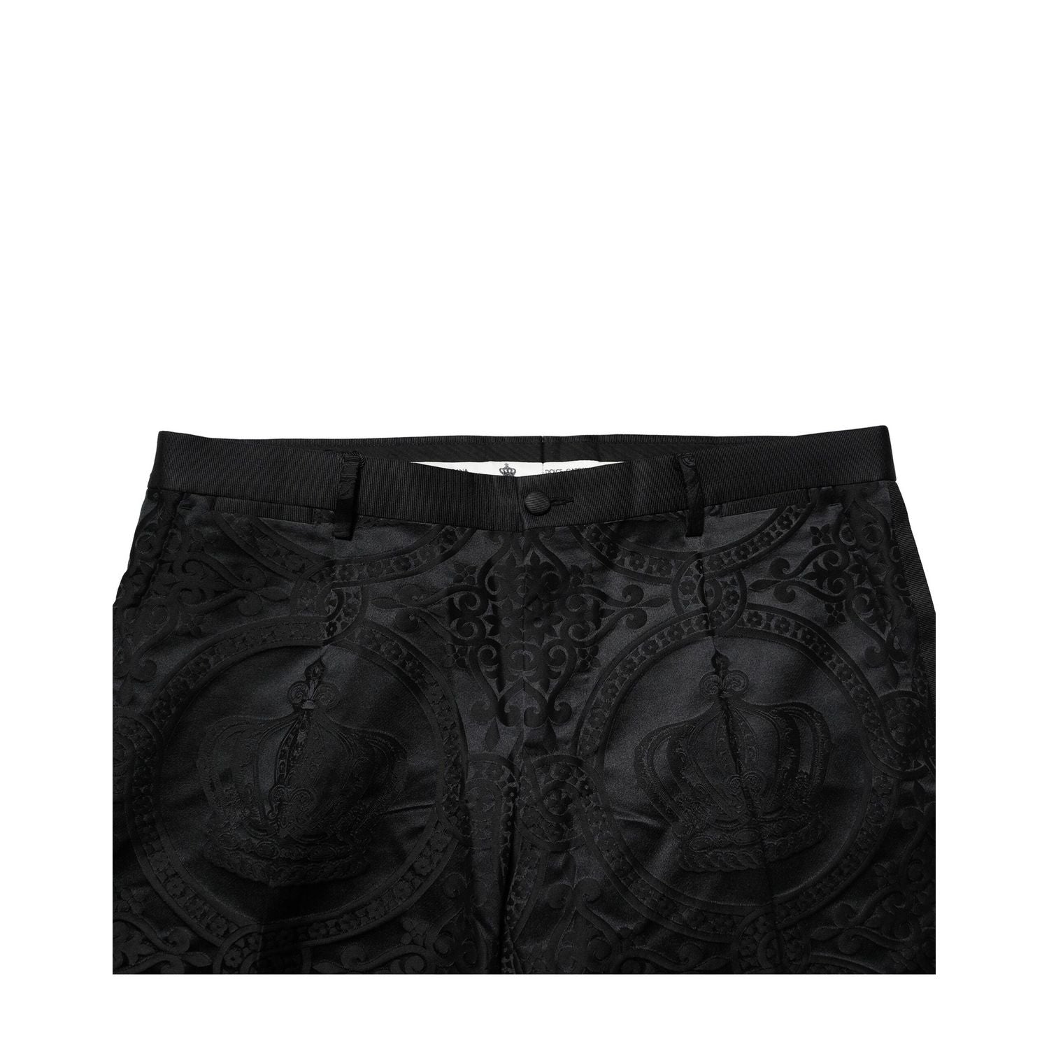 Dolce & Gabbana Black Cotton DG Crown Dress Pants