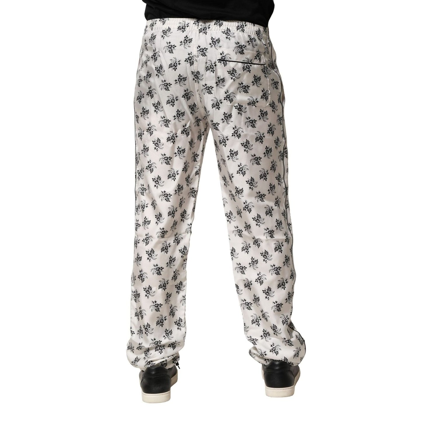 Dolce & Gabbana White Floral Silk Casual Lounge Pants PAN76472-3