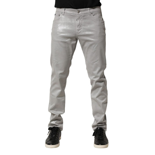 Dolce & Gabbana Silver Cotton Stretch Slim Denim Jeans PAN76473-52
