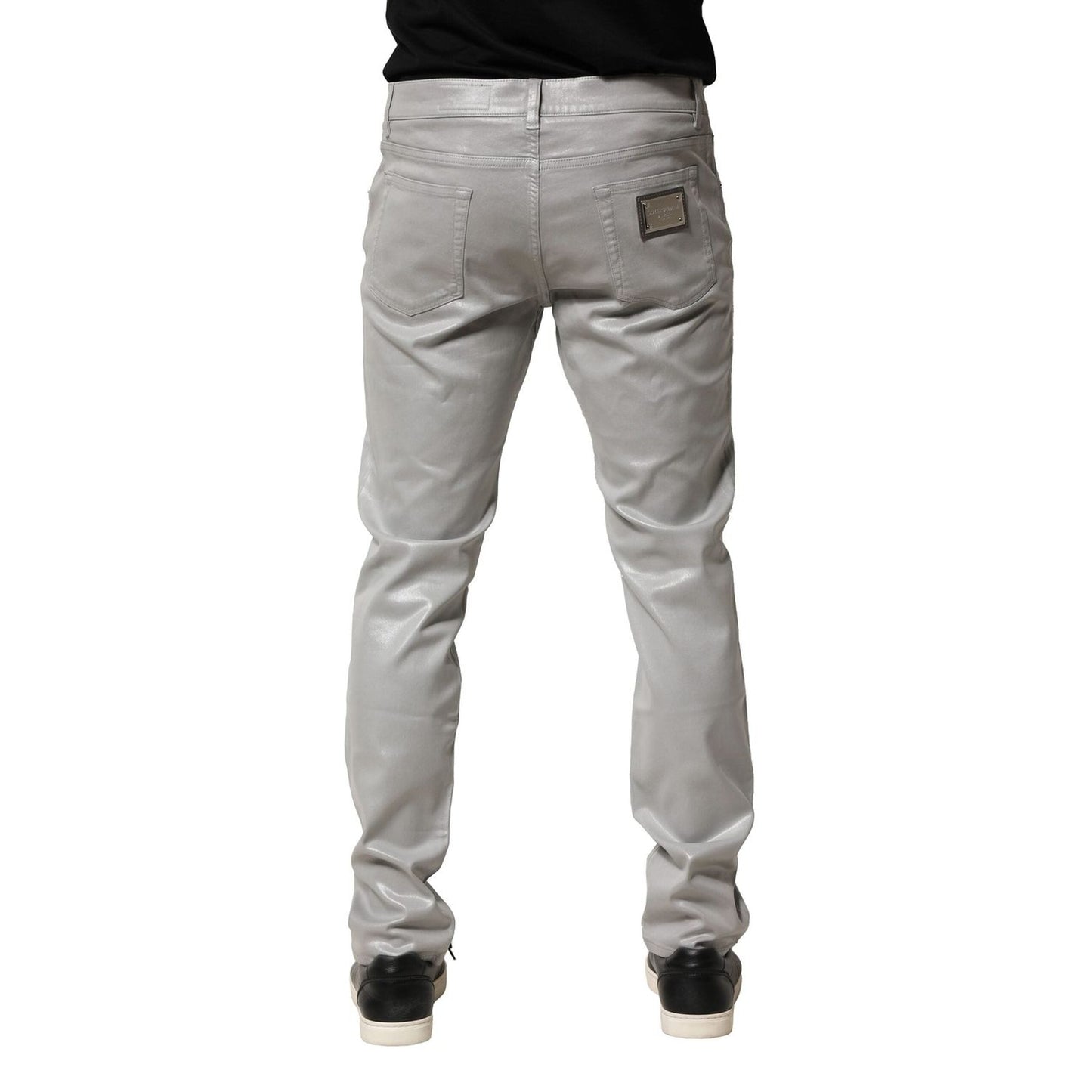 Dolce & Gabbana Silver Cotton Stretch Slim Denim Jeans PAN76473-52