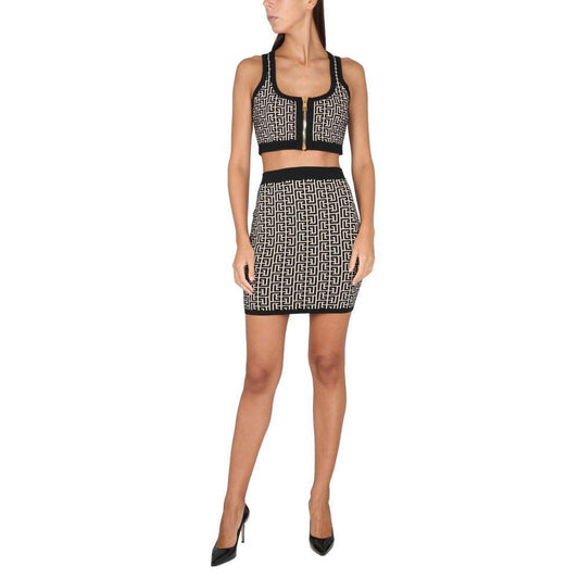 Balmain Black Viscose Skirt